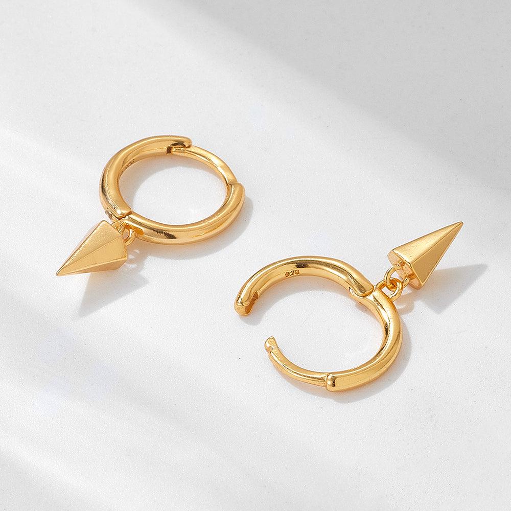 Elevate your style with these IG-style geometric earrings crafted from sterling silver, featuring lavish 18k gold plating and a touch of brilliance from rhodium.