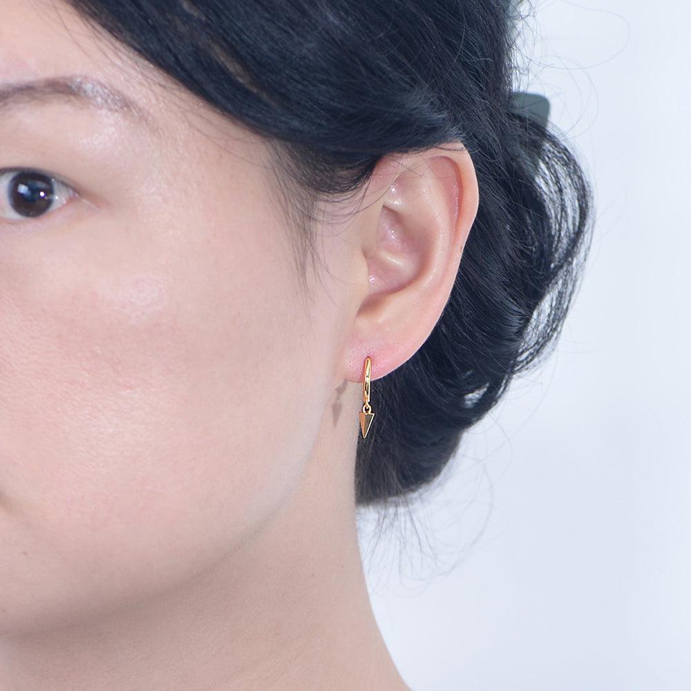 Elevate your style with these IG-style geometric earrings crafted from sterling silver, featuring lavish 18k gold plating and a touch of brilliance from rhodium.