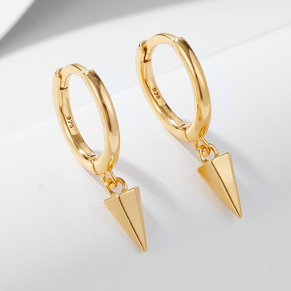 Elevate your style with these IG-style geometric earrings crafted from sterling silver, featuring lavish 18k gold plating and a touch of brilliance from rhodium.