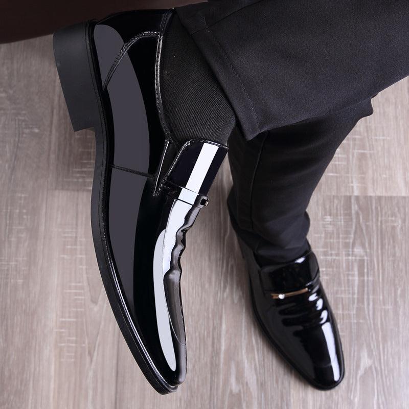 Elevated formal leather shoes for men with discreet height augmentation.