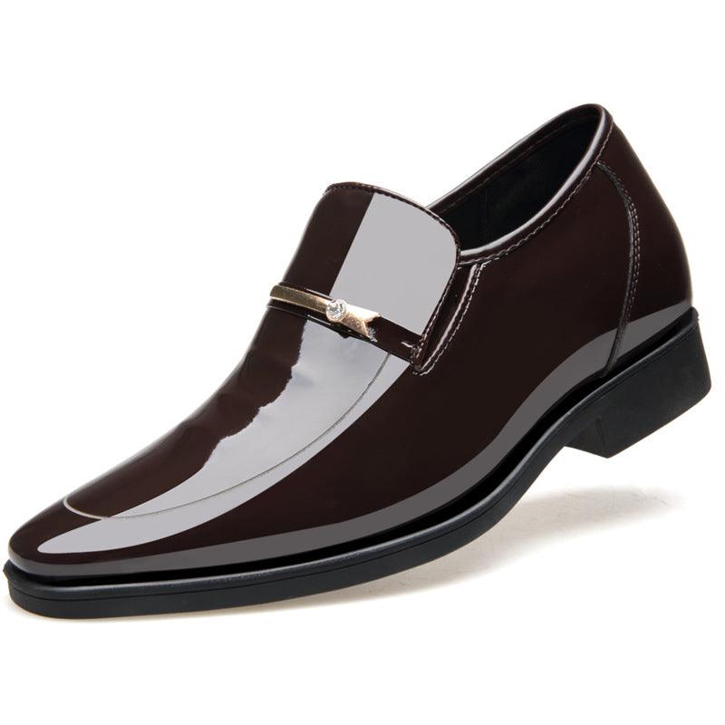 Elevated formal leather shoes for men with discreet height augmentation.