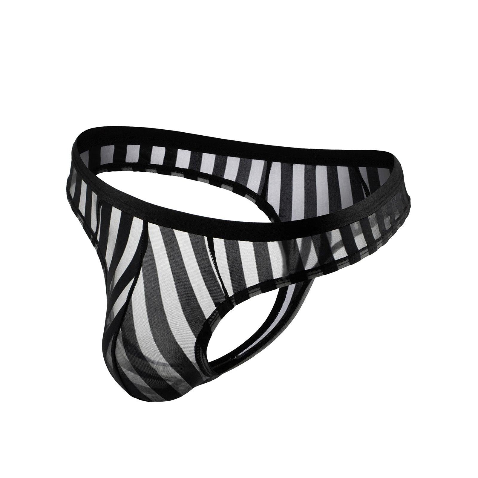 Embrace style and comfort with our men's striped mesh T-back underwear, offering a unique blend of fashion and functionality.