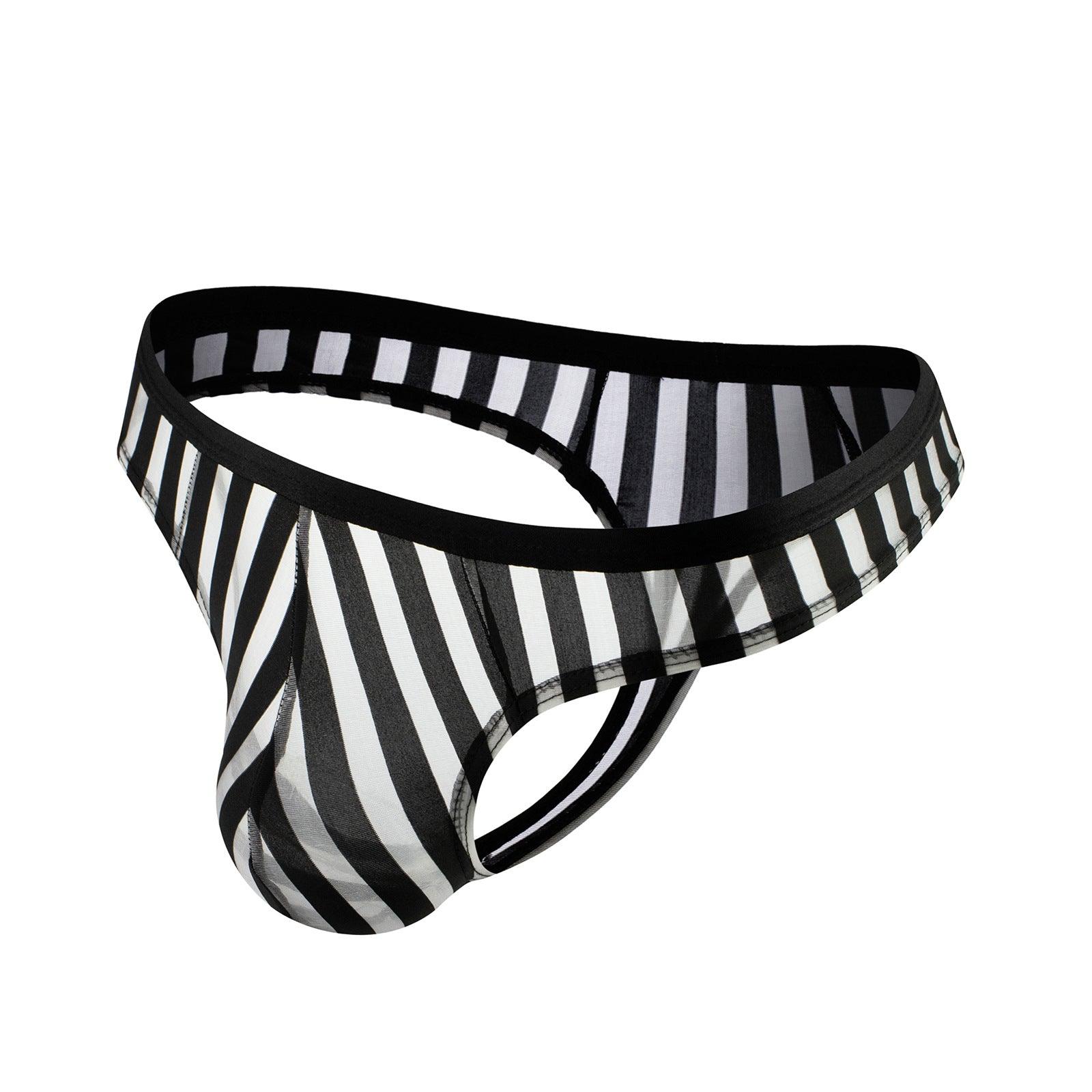 Embrace style and comfort with our men's striped mesh T-back underwear, offering a unique blend of fashion and functionality.