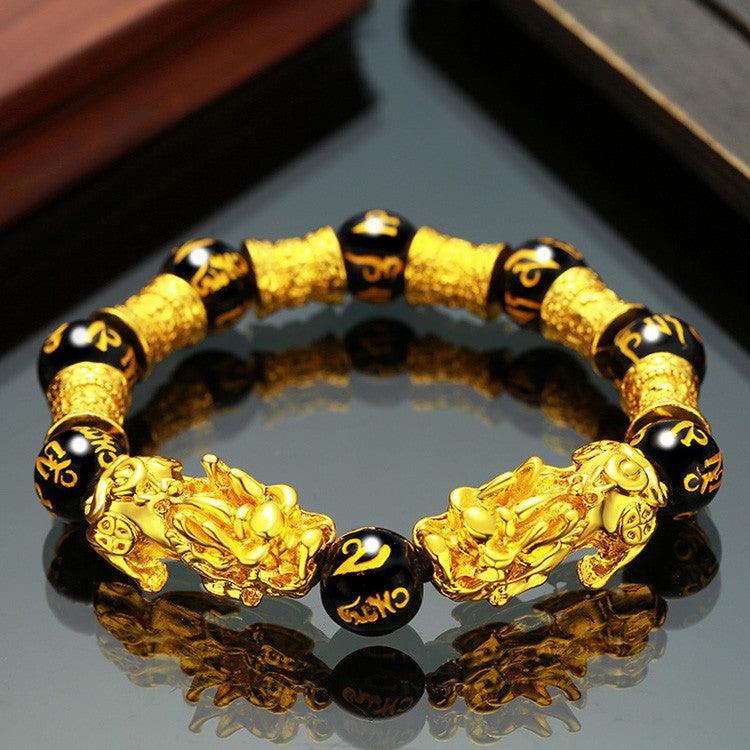 Embrace the spirit of Vietnam with our Sand Gold Brave Bracelet, a unisex piece featuring obsidian for a touch of exotic elegance.