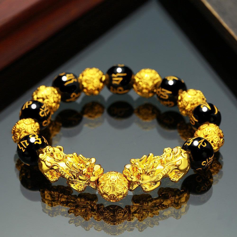 Embrace the spirit of Vietnam with our Sand Gold Brave Bracelet, a unisex piece featuring obsidian for a touch of exotic elegance.