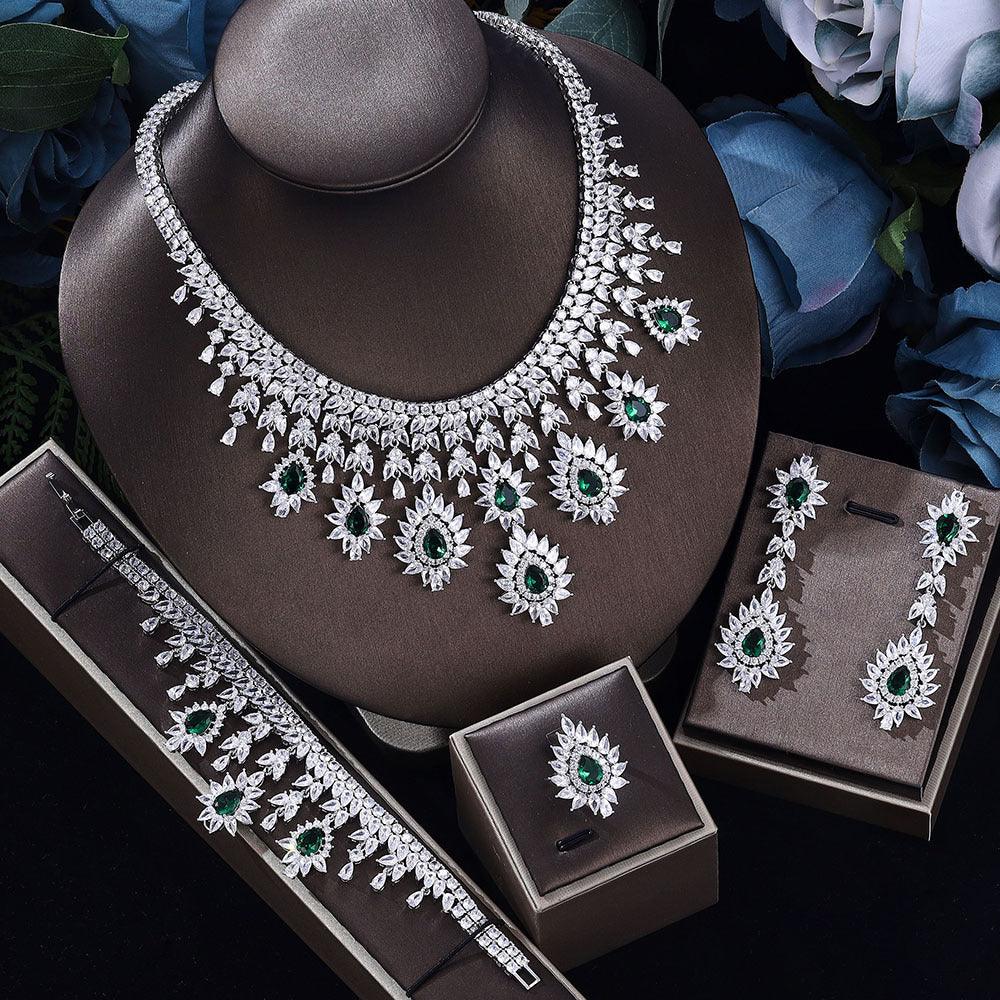 Embrace timeless elegance with our Women's Fashion Vintage Wedding Necklace and Earrings Jewelry Set.