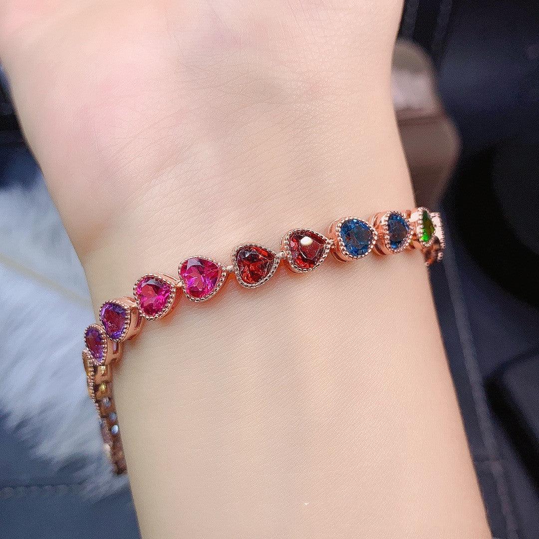 Enhance your style with our natural color gemstone bracelet, a chic jewelry piece designed specifically for women.