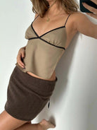 Exclusive linen lace-up vest with a chest-wrapped design and backless style.