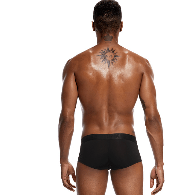 Experience ultimate comfort and sexiness with our men's nylon ice silk boxer briefs, boasting a wide rubber band and low waist design.