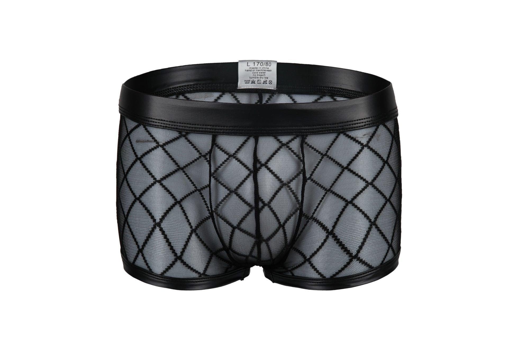 Experience ultimate comfort and style with our Sexy Men's Diamond Large Mesh Mesh Men's Bar Underwear.