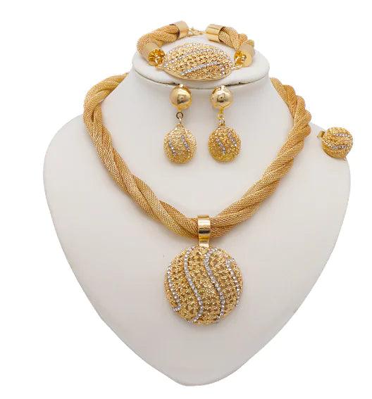 Explore our exquisite fine gold jewelry set, a perfect blend of elegance and craftsmanship for timeless beauty.