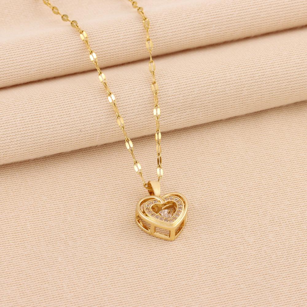 Express love with our Double-layer Love Pendant: a titanium necklace, a perfect Valentine's Day gift, and a stunning piece of fashion jewelry.