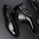 Exquisite men's black tie business dress shoes, handcrafted in premium leather, direct from the factory.