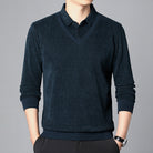 Fake Two-piece Knitted Sweaters Middle-aged And Elderly Men Fleece-lined Thickened