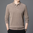 Fake Two-piece Knitted Sweaters Middle-aged And Elderly Men Fleece-lined Thickened