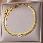 Fashion Double Layer Snake Bone Stainless Steel Anklet Elegant