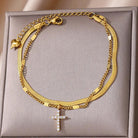 Fashion Double Layer Snake Bone Stainless Steel Anklet Elegant