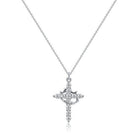 Fashion Jewelry Cross Full Diamond Crown Rotatable Necklace