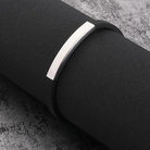 Fashion Jewelry Silicone Rubber Black Bar Stainless Steel Men Bracelet Bangle