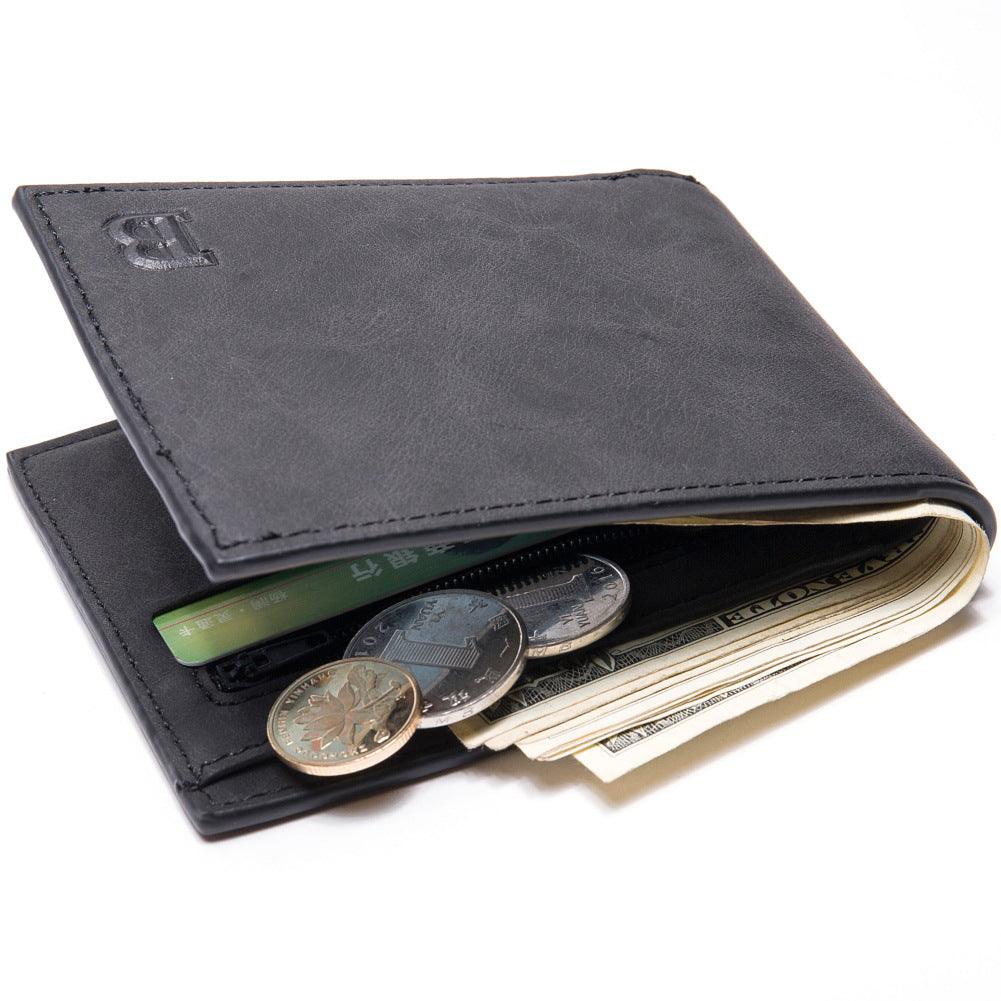 Fashion Men's Wallet - Slim Purse with Coin Bag, Zipper Closure, and Money Clip, Featuring a New Design for Easy Storage of Dollar Bills.