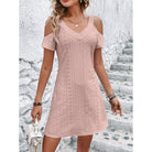 Fashionable Off-shoulder Short-sleeved Dress: Slimming A-line Style, Perfect for Summer Casual Holiday Beach Wear in Women's Clothing