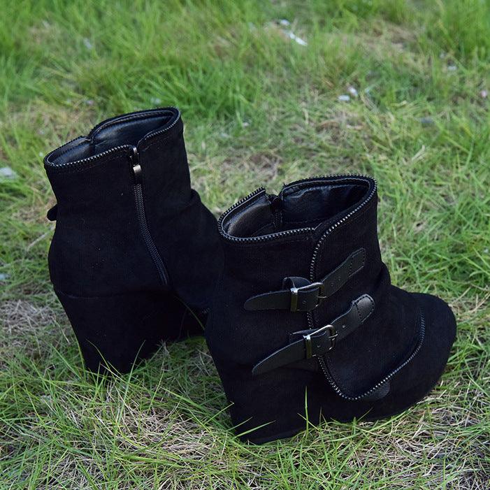 Female Booties With Wedge Heels Platform Boots Women Winter