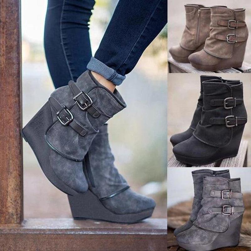 Female Booties With Wedge Heels Platform Boots Women Winter