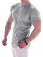 Fitness trendy brand quick-drying round neck elastic short-sleeved tight-fitting sports T-shirt