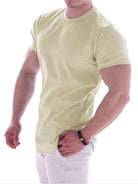 Fitness trendy brand quick-drying round neck elastic short-sleeved tight-fitting sports T-shirt