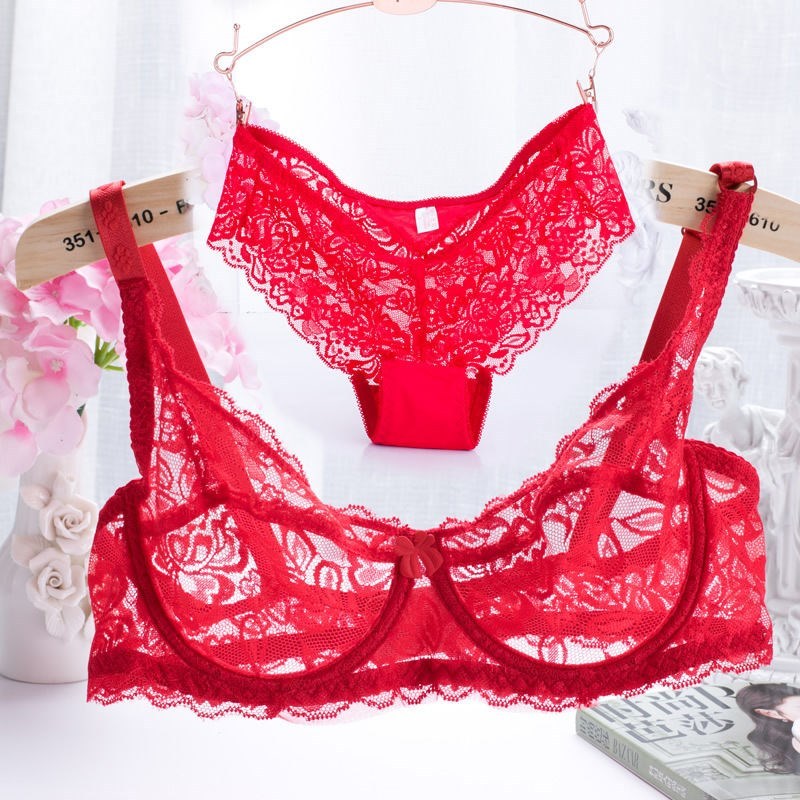 Flirting French Ultra-Thin Lingerie Bras And Panties Set For Women