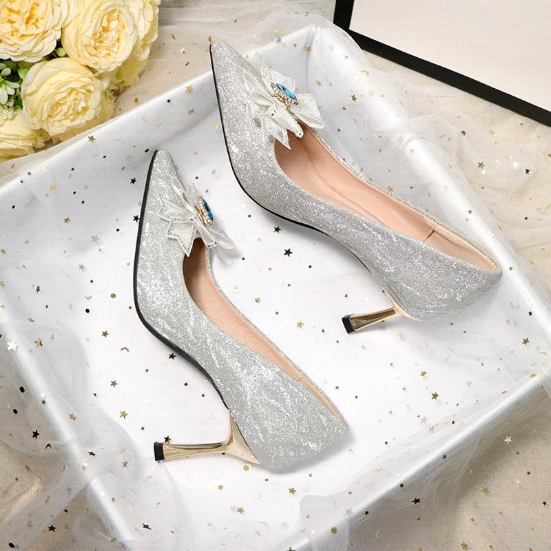 French Wedding Shoes Hexiu Wedding Dress In Silver