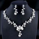 Golden Zircon Jewelry Set Bridal Necklace Earrings Wedding Two-piece Set