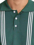 Green Striped Short Sleeve Slim Fit Polo Shirt