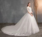 Half Sleeve Wedding Dresses Long Train Bridal Gown