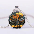 Halloween Round Pumpkin Ghost Bat Necklace Men And Women Personality Clavicle Necklace Fashion Jewelry Accessories