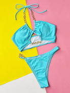 Halter Neck Chain Detail Two-Piece Bikini Set