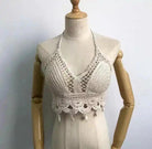 Halter neck Top: Lace-up Exposed Vest Female Openwork Knitted