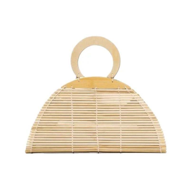 Hand-Woven Bags Bamboo Root Clutch Natural Bamboo Bag Bamboo Handbag