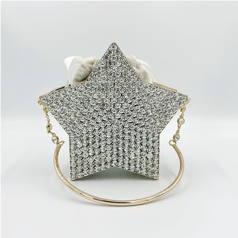 Hand-held Diamond-studded Star Dinner Clutch