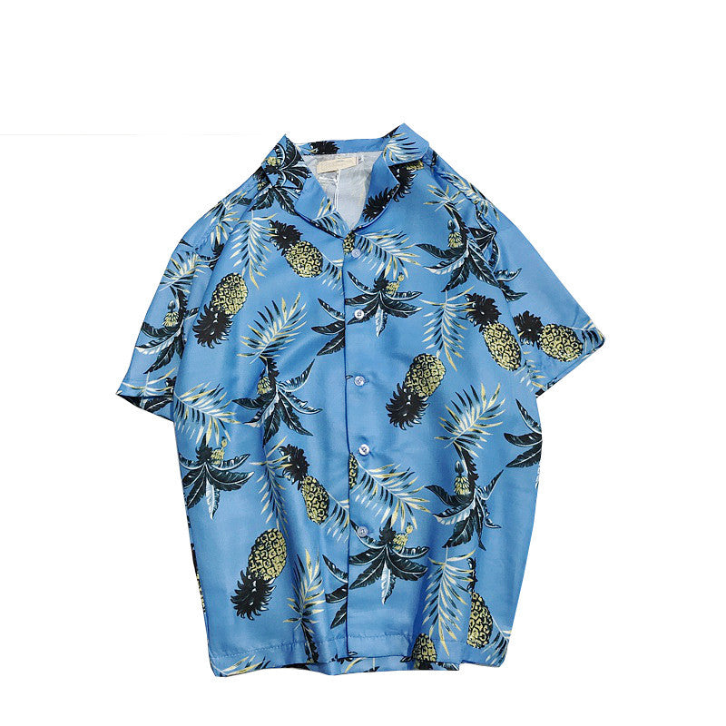 Hawaii Style Full Printing Turn-down Collar Men's Shirt Short Sleeve Summer Casual Shirts Men