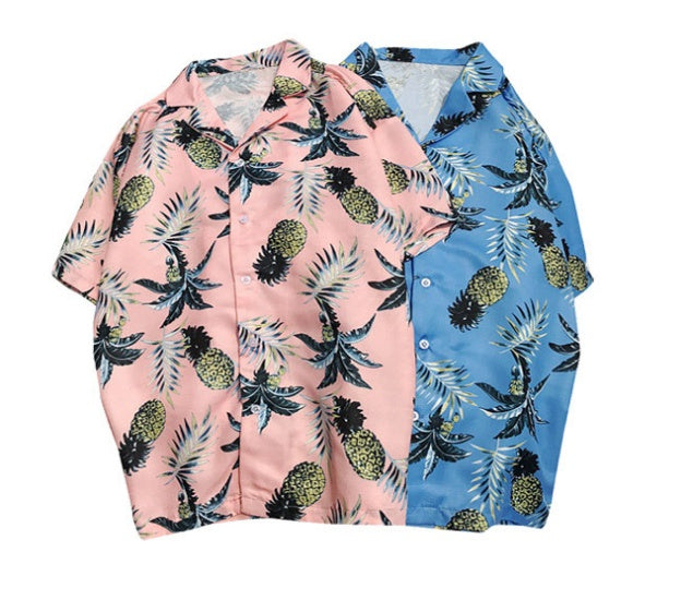 Hawaii Style Full Printing Turn-down Collar Men's Shirt Short Sleeve Summer Casual Shirts Men