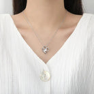 Heart Love Necklace Zircon Double Love: A Rhinestone Heart Clavicle Chain for Women