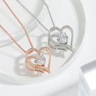 Heart Love Necklace Zircon Double Love: A Rhinestone Heart Clavicle Chain for Women