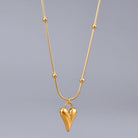 Heart titanium steel inlaid shell inlaid gold necklace