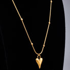 Heart titanium steel inlaid shell inlaid gold necklace