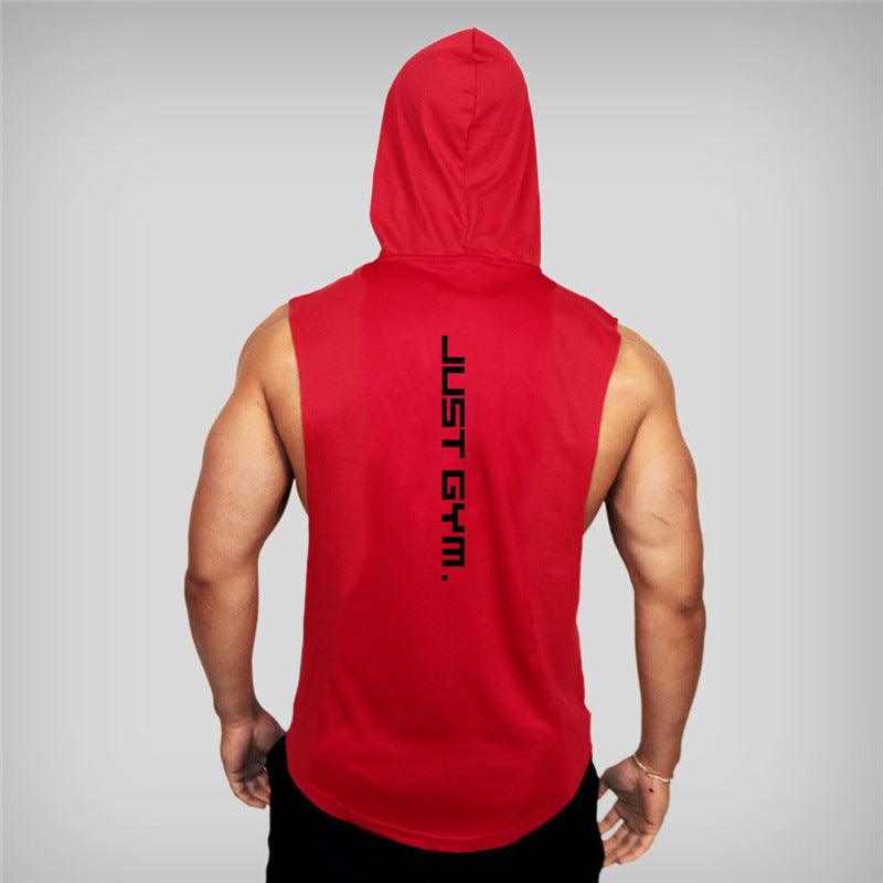 "Hooded Fitness Vest - Men's Loose Wear."