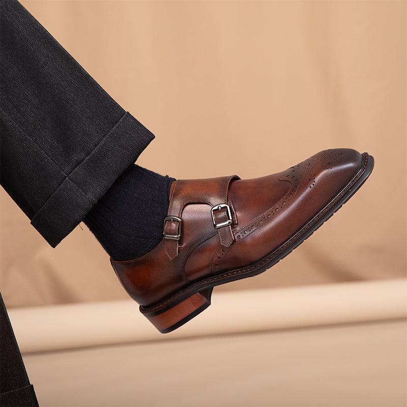 Indulge in Luxury: Exquisite British Leather Square Toe Shoes, Exuding Unparalleled Sophistication and Elegance.