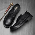 Indulge in Luxury: Lace-up Big Head Leather Shoes, Exuding British Elegance and Craftsmanship.