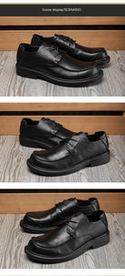 Indulge in Luxury: Lace-up Big Head Leather Shoes, Exuding British Elegance and Craftsmanship.