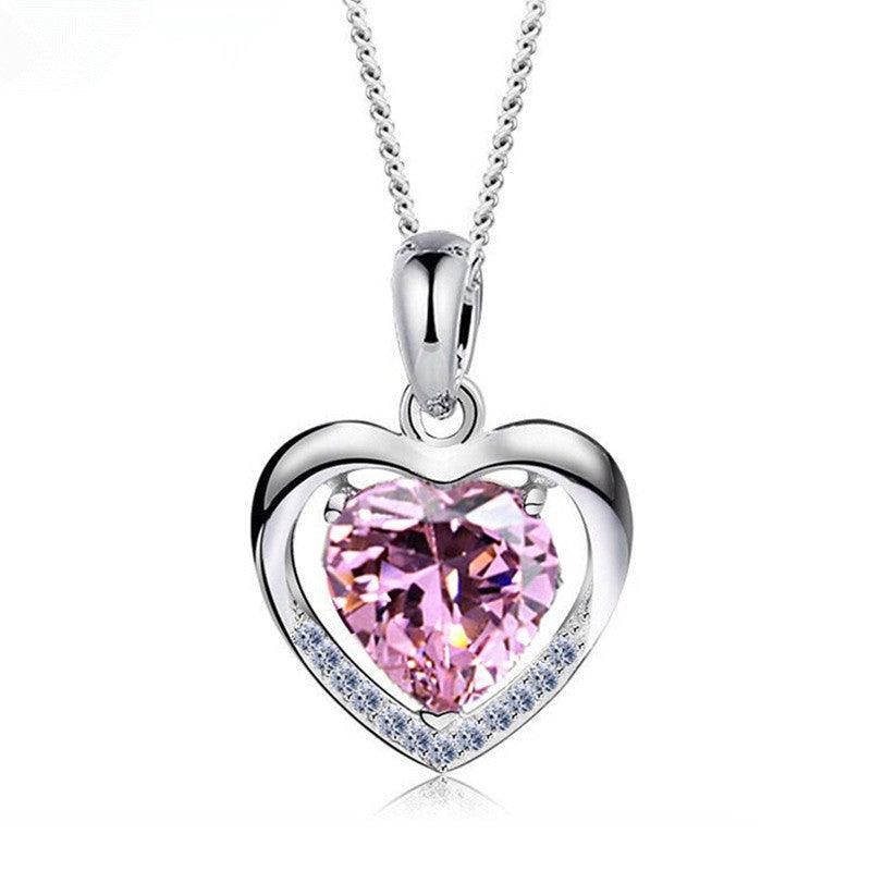 Indulge in luxury with our 925 Rhinestone Heart Necklace, a personalized statement in women's jewelry. The perfect Valentine's Day gift.